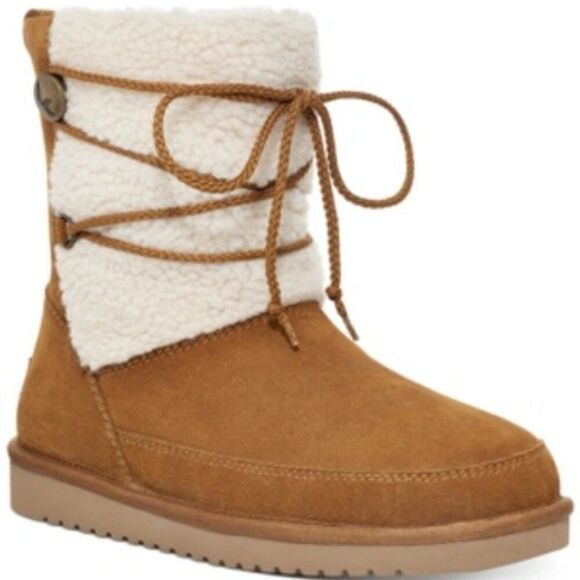 Koolaburra By UGG Michon Lace-Up Booties Short Chestnut 8M NWT - Picture 1 of 2
